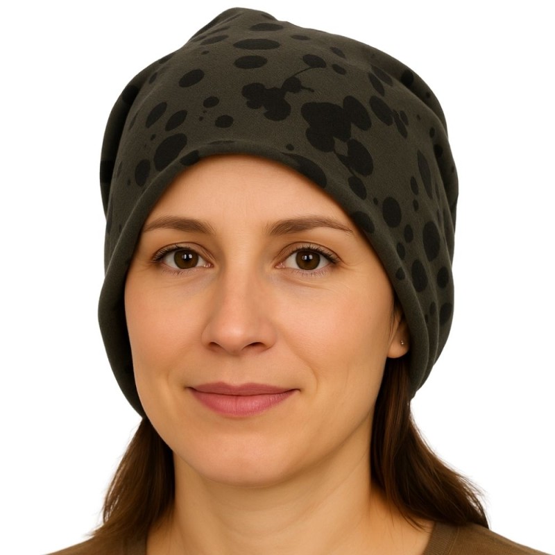Czapka damska Beanie włoska cienka smerfetka ciemnoszara gepard