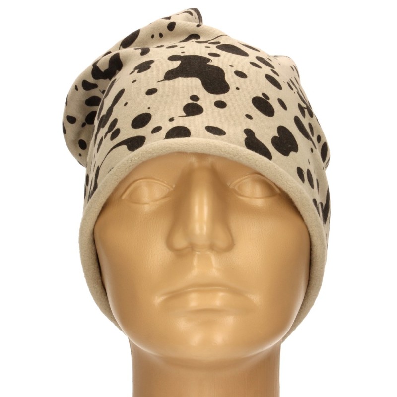 Czapka damska Beanie włoska cienka smerfetka beżowa gepard