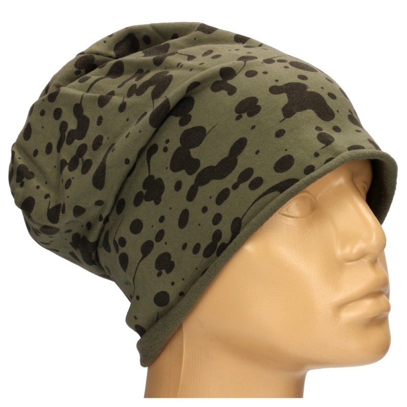 Czapka damska Beanie włoska cienka smerfetka khaki gepard
