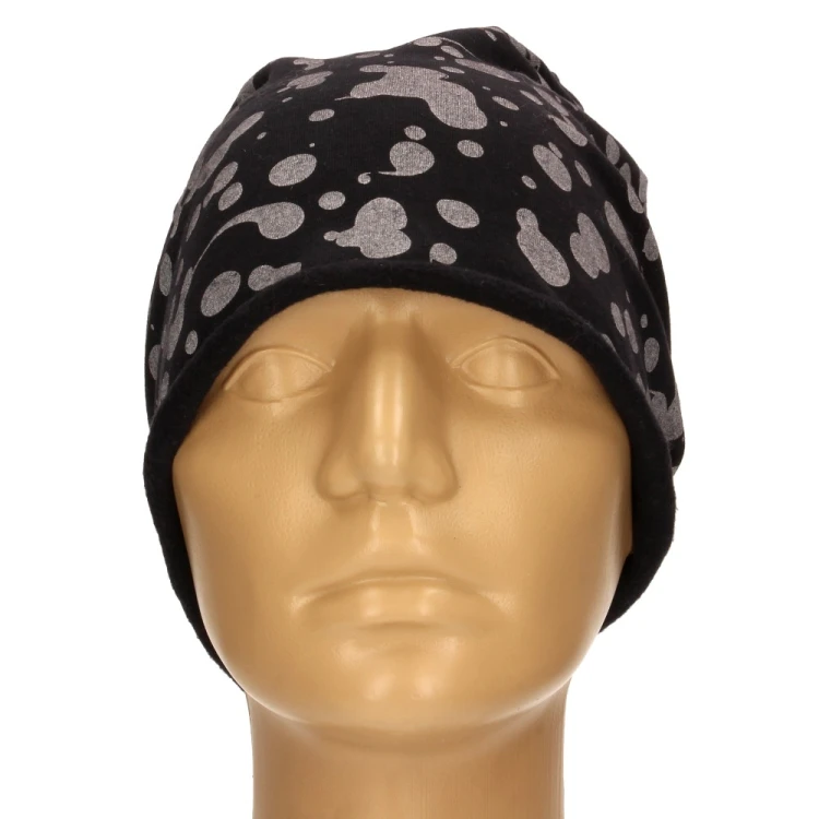 Czapka damska Beanie włoska cienka smerfetka czarna gepard