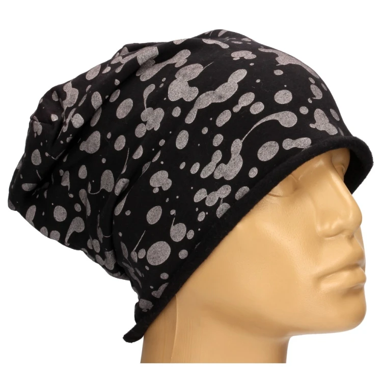 Czapka damska Beanie włoska cienka smerfetka czarna gepard