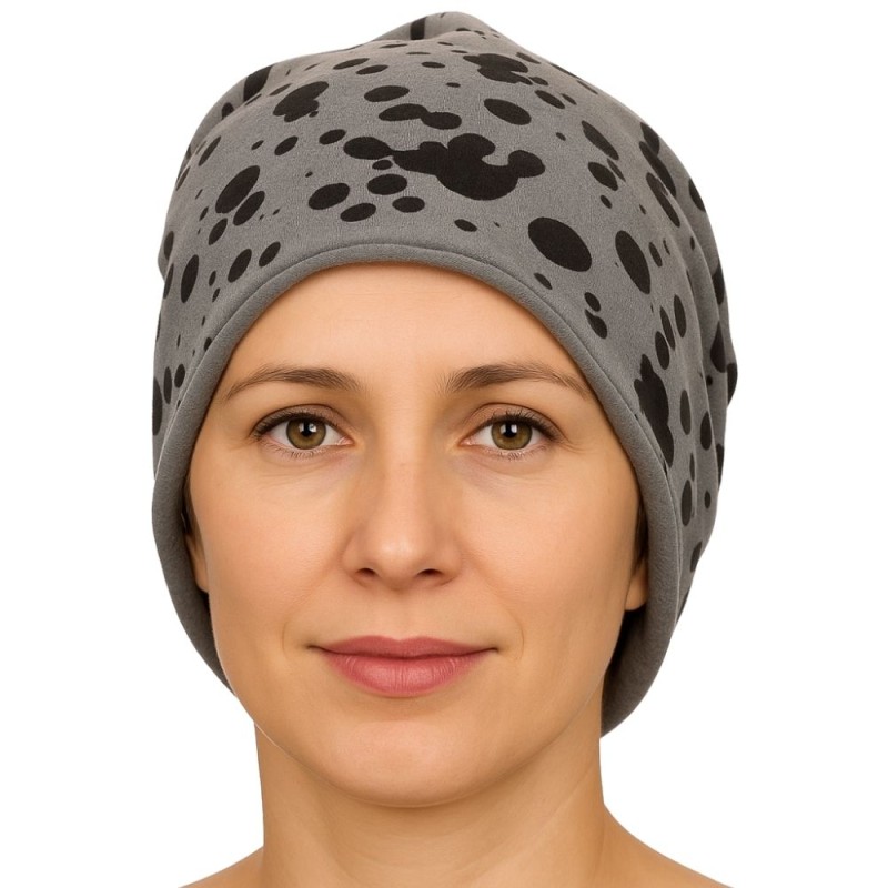 Czapka damska Beanie włoska cienka smerfetka szara gepard