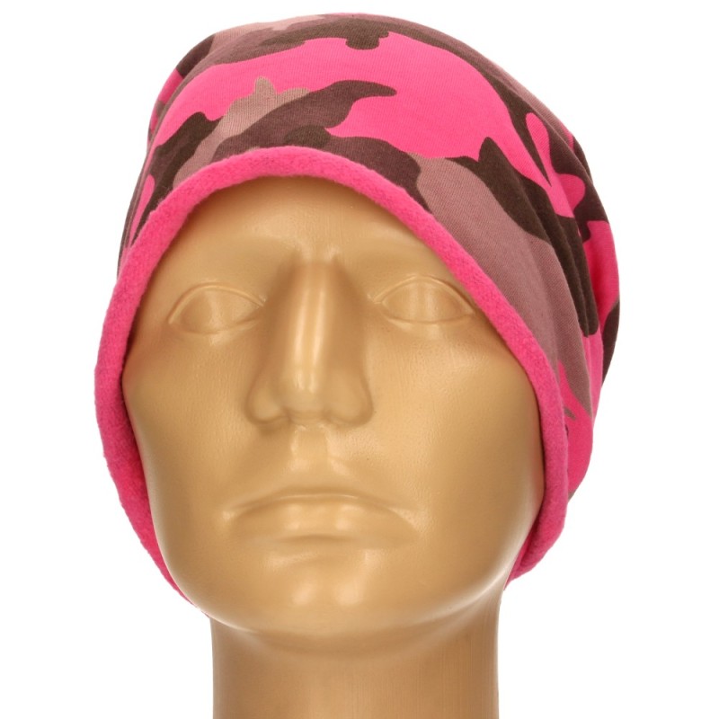 Czapka damska Beanie włoska cienka smerfetka różowa moro