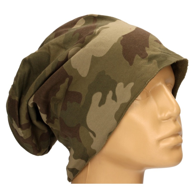 Czapka damska Beanie włoska cienka smerfetka zielona moro