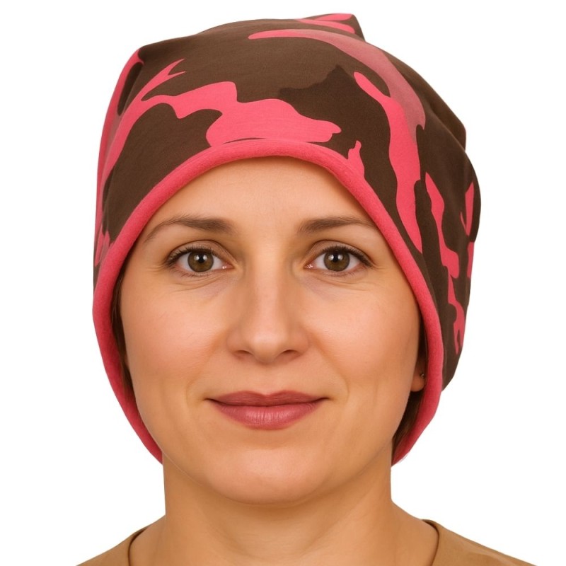 Czapka damska Beanie włoska cienka smerfetka morelowa moro