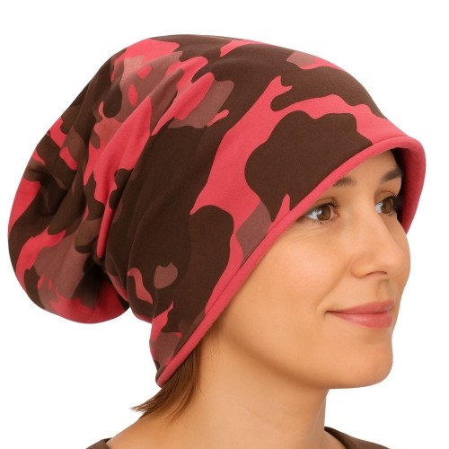 Czapka damska Beanie włoska cienka smerfetka morelowa moro
