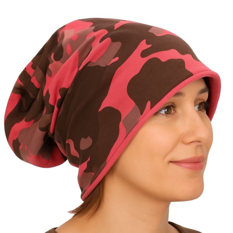 Czapka damska Beanie włoska cienka smerfetka morelowa moro