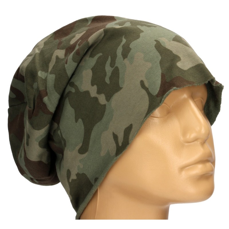Czapka damska Beanie włoska cienka smerfetka ciemnozielona moro
