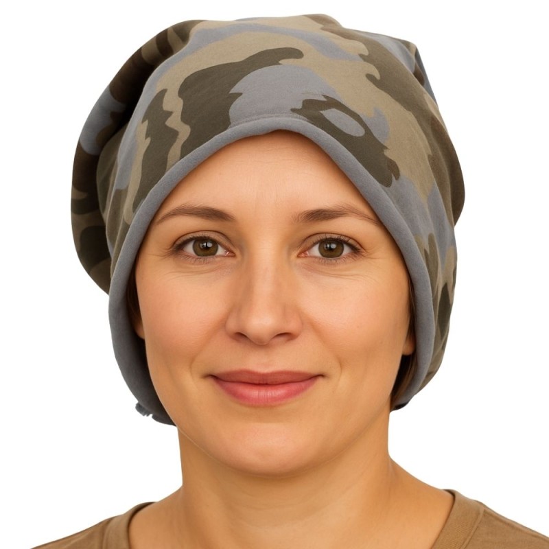 Czapka damska Beanie włoska cienka smerfetka szara moro