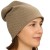 Czapka damska Beanie włoska cienka smerfetka ciemnobeżowa w kropeczki