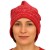 Czapka damska Beanie włoska cienka smerfetka czerwona w jasne napisy