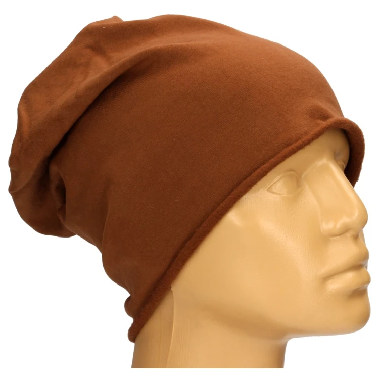 Czapka damska Beanie włoska cienka smerfetka jednolita brązowa