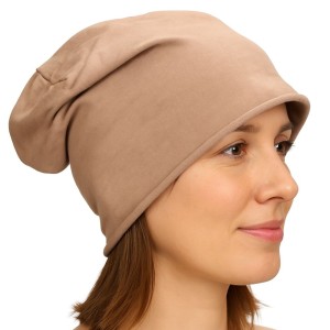 Czapka damska Beanie włoska cienka smerfetka jednolita beżowa