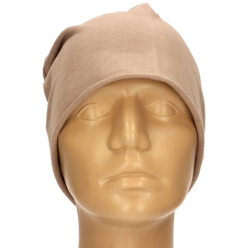 Czapka damska Beanie włoska cienka smerfetka jednolita beżowa