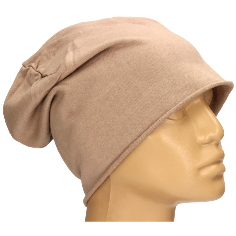 Czapka damska Beanie włoska cienka smerfetka jednolita beżowa
