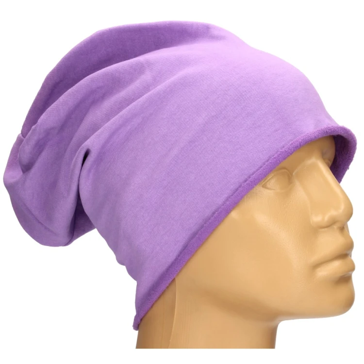 Czapka damska Beanie włoska cienka smerfetka jednolita fioletowa