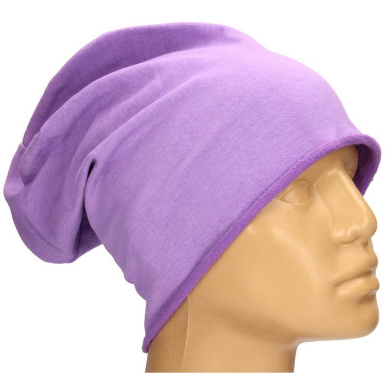 Czapka damska Beanie włoska cienka smerfetka jednolita fioletowa