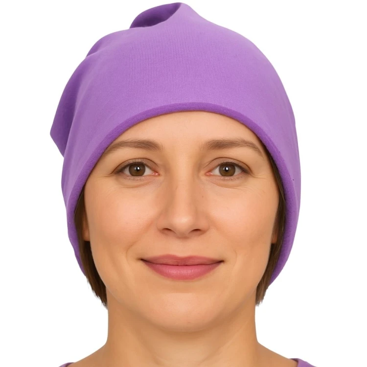 Czapka damska Beanie włoska cienka smerfetka jednolita fioletowa