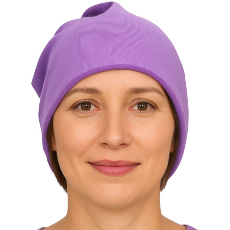 Czapka damska Beanie włoska cienka smerfetka jednolita fioletowa