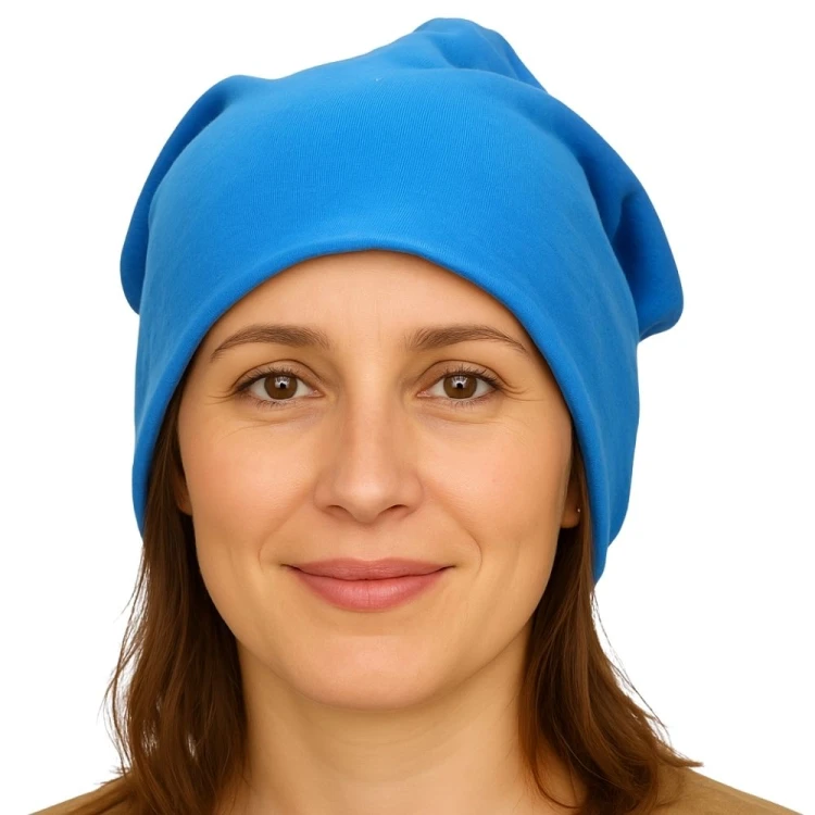 Czapka damska Beanie włoska cienka smerfetka jednolita turkusowa
