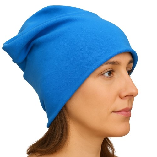 Czapka damska Beanie włoska cienka smerfetka jednolita turkusowa
