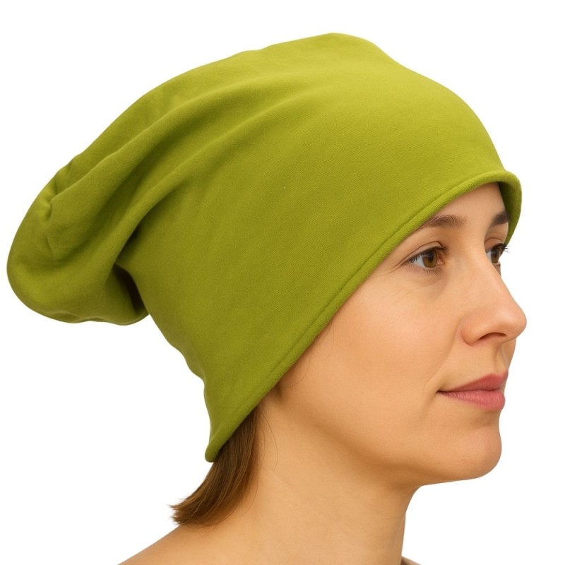 Czapka damska Beanie włoska cienka smerfetka jednolita zielona