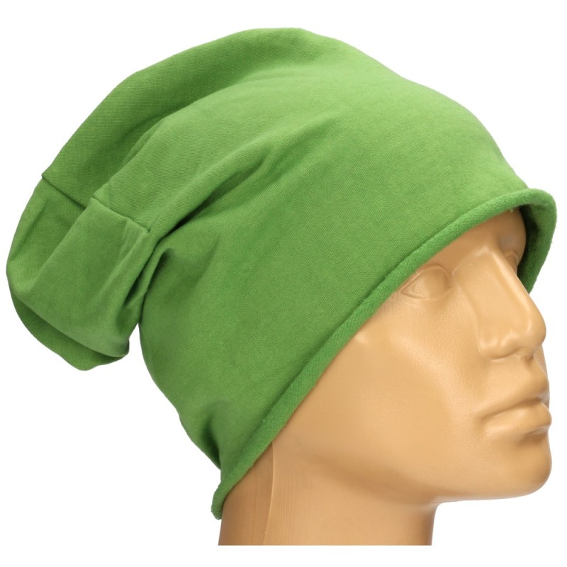 Czapka damska Beanie włoska cienka smerfetka jednolita zielona