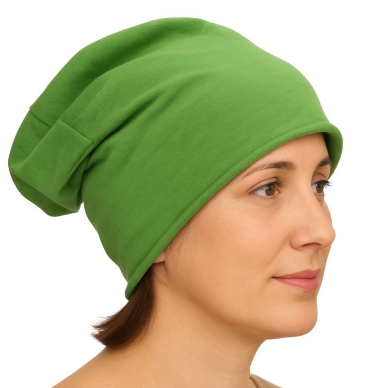 Czapka damska Beanie włoska cienka smerfetka jednolita zielona