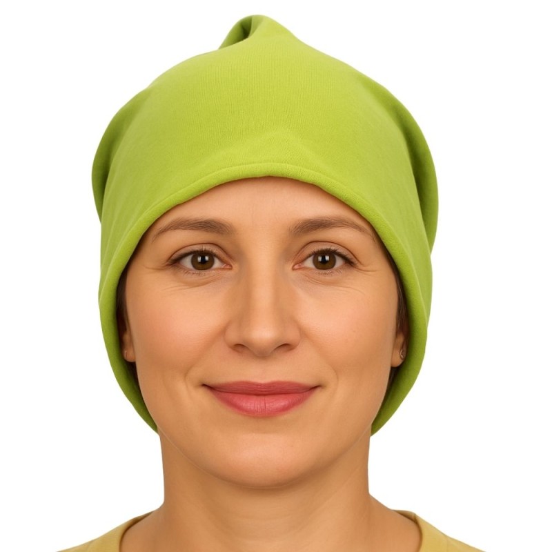 Czapka damska Beanie włoska cienka smerfetka jednolita jasnozielona