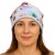 Czapka damska Beanie włoska cienka smerfetka niebieska w kolorowe kwiaty