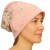 Czapka damska Beanie włoska cienka smerfetka jasnoróżowa w kwiaty