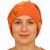 Czapka damska Beanie włoska cienka smerfetka pomarańczowa w kolorowe kwiaty