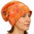 Czapka damska Beanie włoska cienka smerfetka pomarańczowa w kolorowe kwiaty