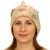 Czapka damska Beanie włoska cienka smerfetka beżowa w kwiaty