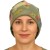 Czapka damska Beanie włoska cienka smerfetka ciemnozielona w kolorowe kwiaty
