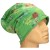 Czapka damska Beanie włoska cienka smerfetka zielona w kolorowe kwiaty