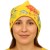 Czapka damska Beanie włoska cienka smerfetka żółta w kolorowe kwiaty