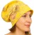 Czapka damska Beanie włoska cienka smerfetka żółta w kwiaty