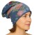 Czapka damska Beanie włoska cienka smerfetka niebieska w kolorowe kwiaty