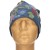 Czapka damska Beanie włoska cienka smerfetka niebieska w kolorowe kwiaty