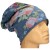 Czapka damska Beanie włoska cienka smerfetka niebieska w kolorowe kwiaty