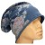 Czapka damska Beanie włoska cienka smerfetka ciemnoniebieska w kwiaty