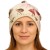 Czapka damska Beanie włoska cienka smerfetka jasnobeżowa w kolorowe kwiaty