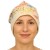 Czapka damska Beanie włoska cienka smerfetka jasnobeżowa w kolorowe kwiaty