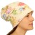 Czapka damska Beanie włoska cienka smerfetka jasnobeżowa w kolorowe kwiaty