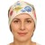 Czapka damska Beanie włoska cienka smerfetka biała w kolorowe kwiaty