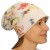 Czapka damska Beanie włoska cienka smerfetka jasnoszara w kolorowe kwiaty