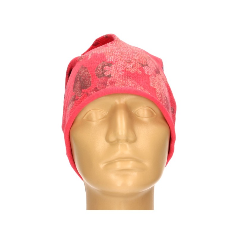 Czapka damska Beanie włoska cienka smerfetka różowa kwiatowa