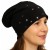 Czapka damska Beanie włoska cienka smerfetka czarna gwiazdki