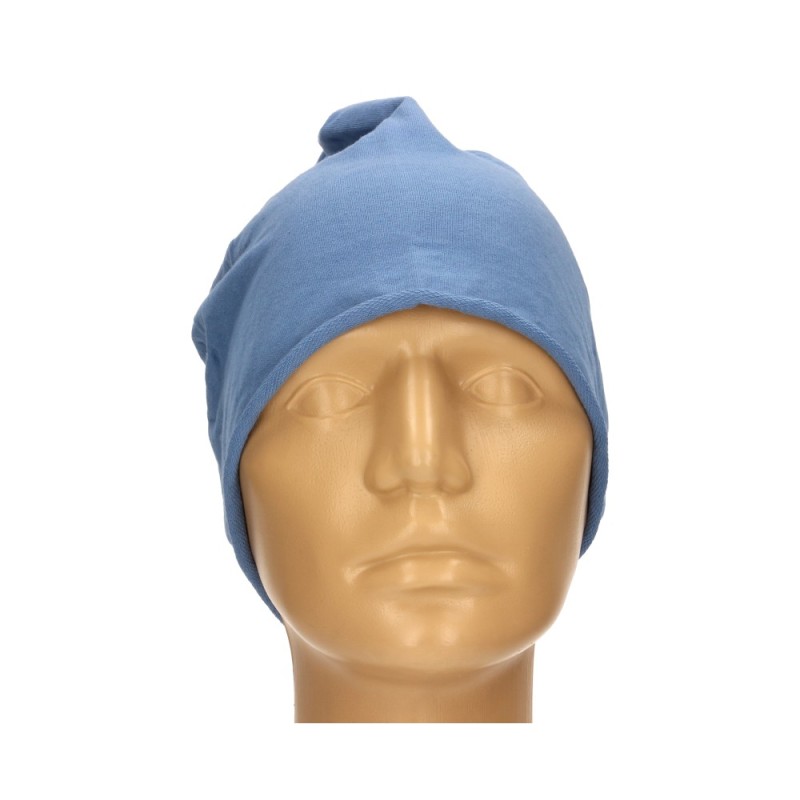 Czapka damska Beanie włoska cienka smerfetka jednolita niebieska